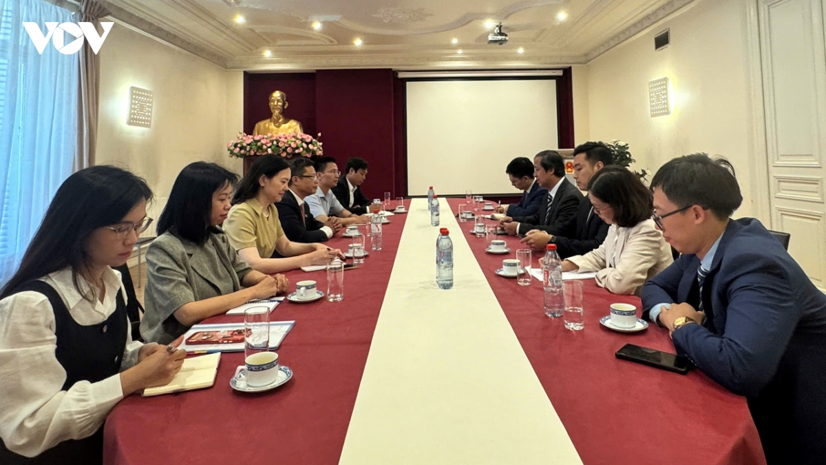 Doan dai bieu viet nam dang hoa tuong niem chu tich ho chi minh tai phap hinh anh 3