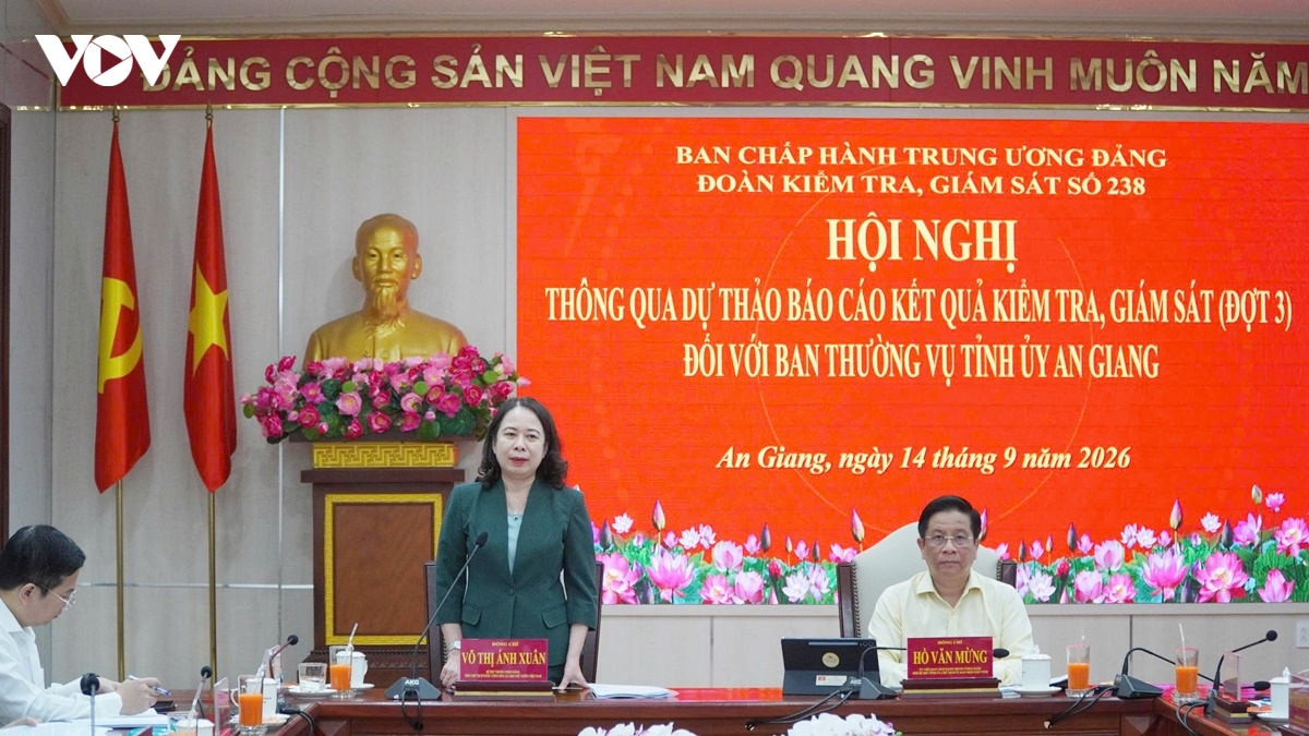thong qua du thao bao cao kiem tra, giam sat voi ban thuong vu tinh uy an giang hinh anh 1