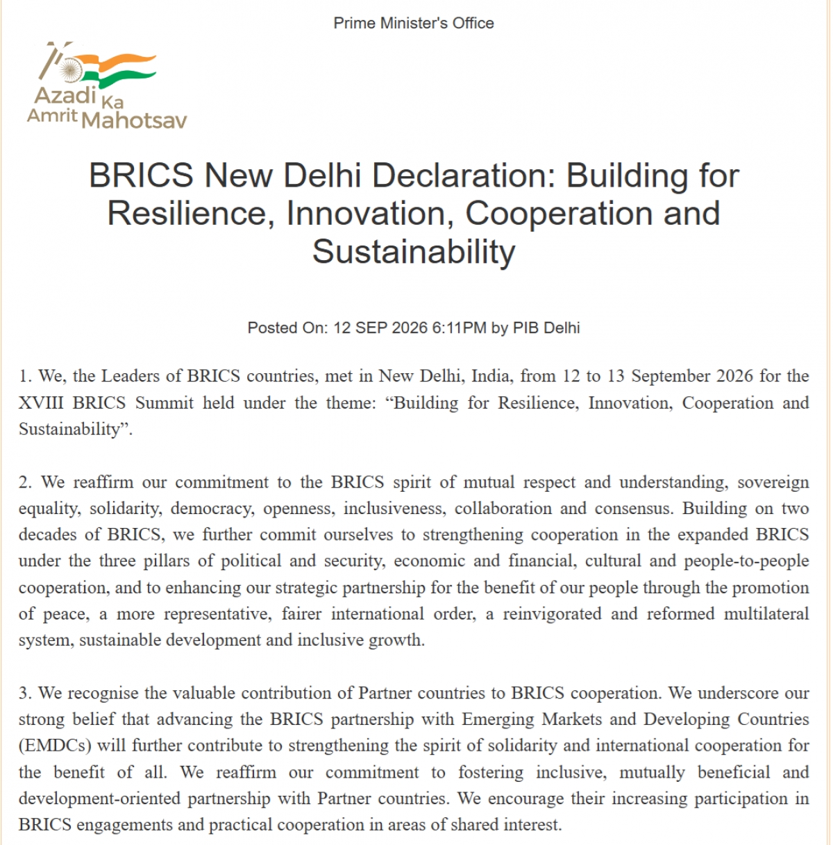brics thong qua tuyen bo new delhi, dat dong thuan nhieu van de quan trong hinh anh 1