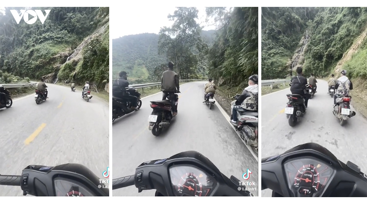xu phat nhom thanh, thieu nien di xe may dan hang ngang hinh anh 1