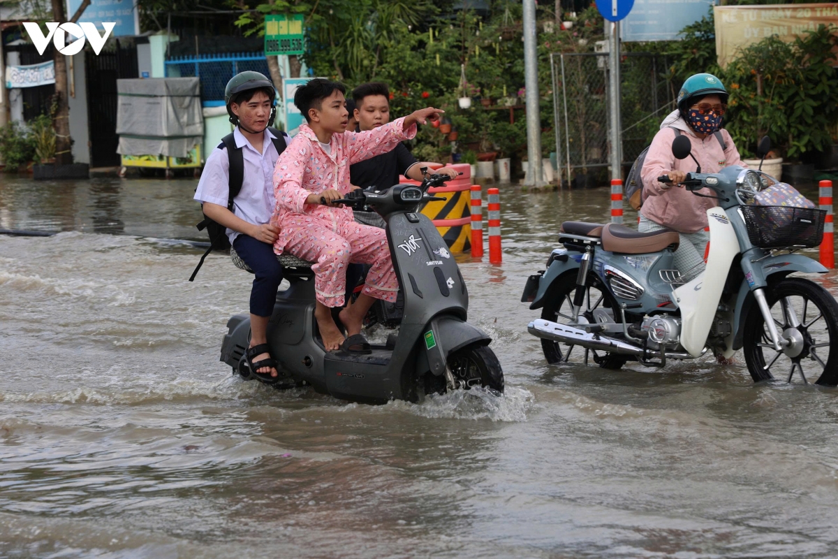 trieu cuong dat dinh, nguoi dan tp.hcm chat vat di chuyen trong bien nuoc hinh anh 2