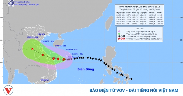 Tin mới nhất bão số 5: Bão số 5 cách bờ biển Quảng Trị - Quảng Nam khoảng 230km