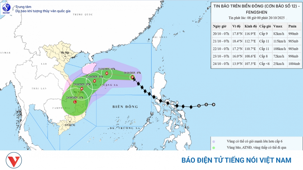 Bão số 12 hướng vào miền Trung, từ Huế - Quảng Ngãi dự kiến có mưa lớn ...