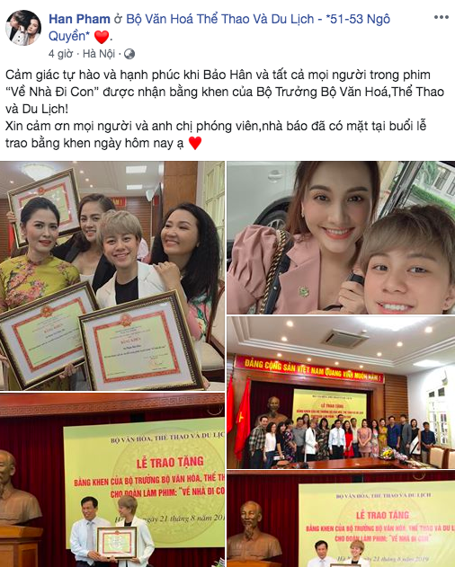 dan dien vien "ve nha di con" han hoan khoe bang khen cua bo van hoa hinh 2